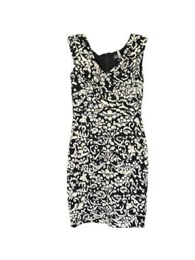 Adrianna Papell | Women's Black & Cream Dress | Size 8 | 0791